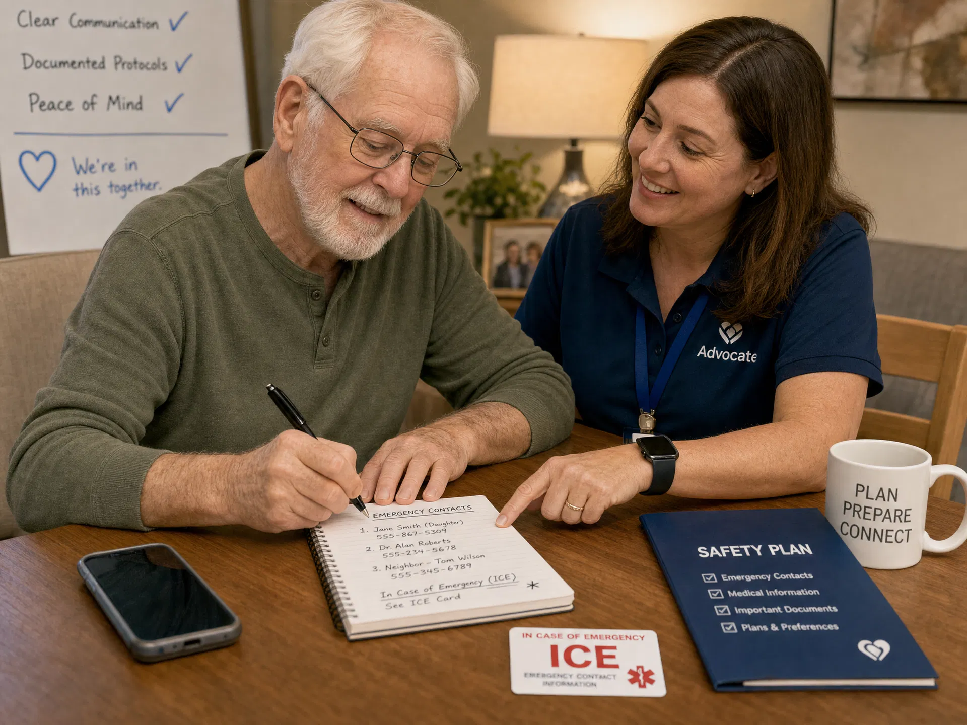 Emergency contacts and communication protocol documented in English and Thai
