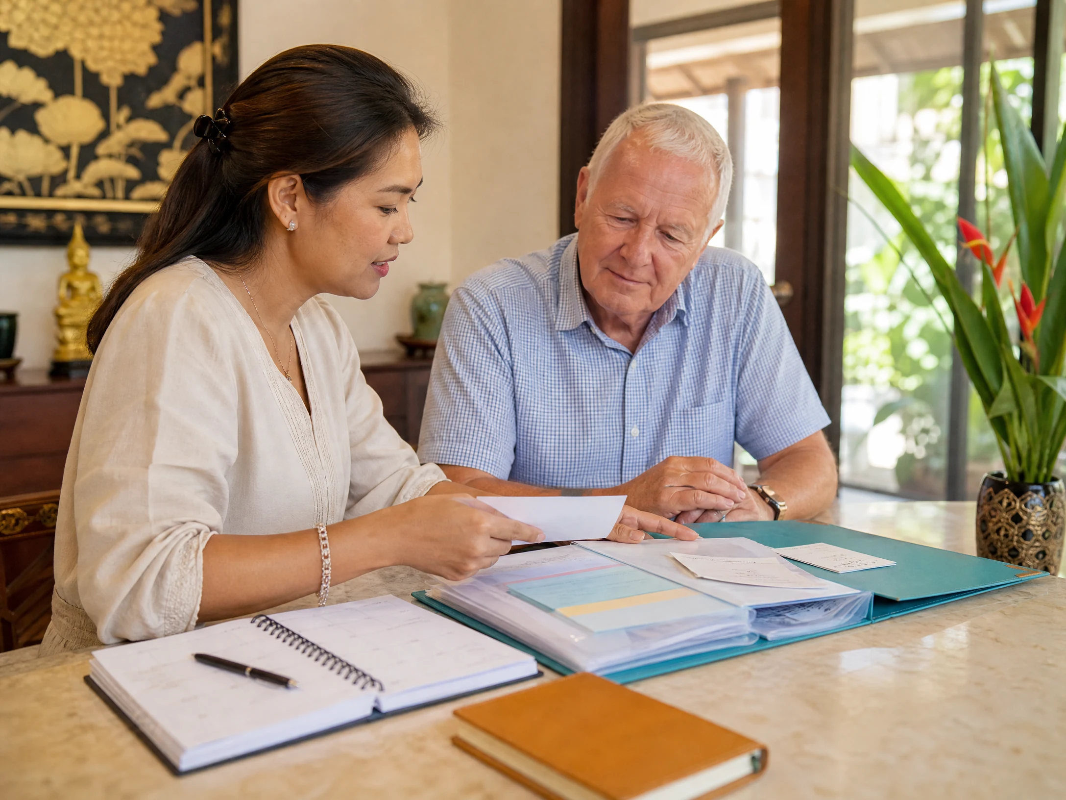 Discharge paperwork organised into a practical summary